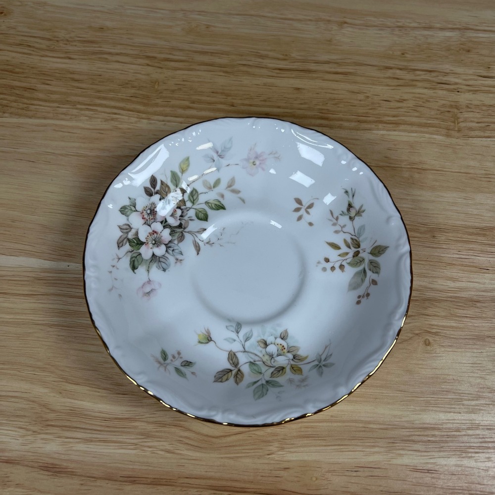Royal Albert Haworth Bone China Saucer England 1982 Floral Gold Trim 5.5"